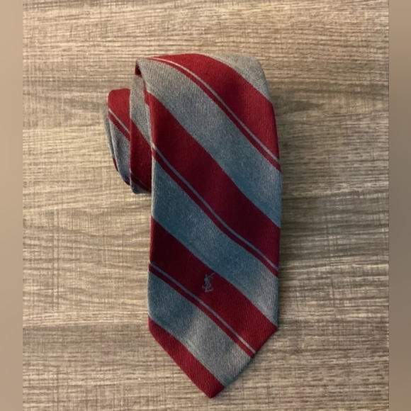 Yves Saint Laurent Other - ‼️BUY 1 GET 1 FREE‼️YSL Yves Saint Laurent Vintage Burgundy Gray Striped Tie EUC